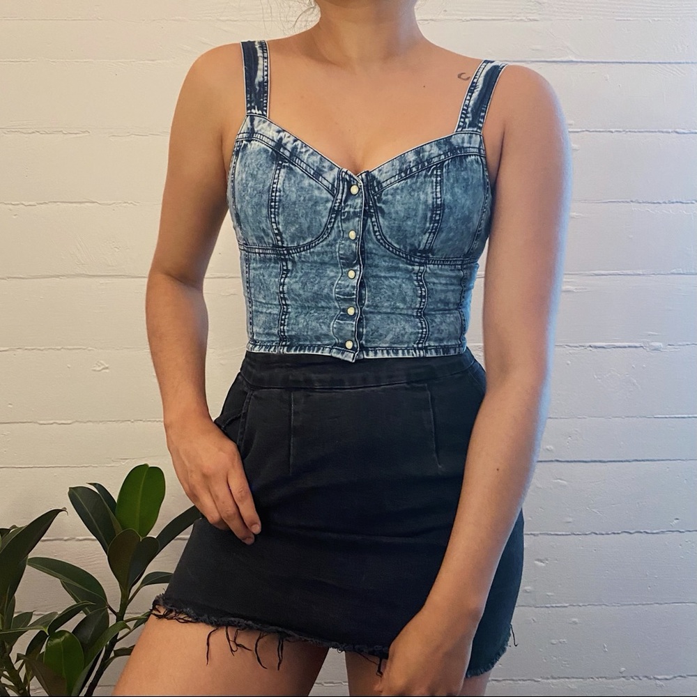DENIM CORSET CROP TOP